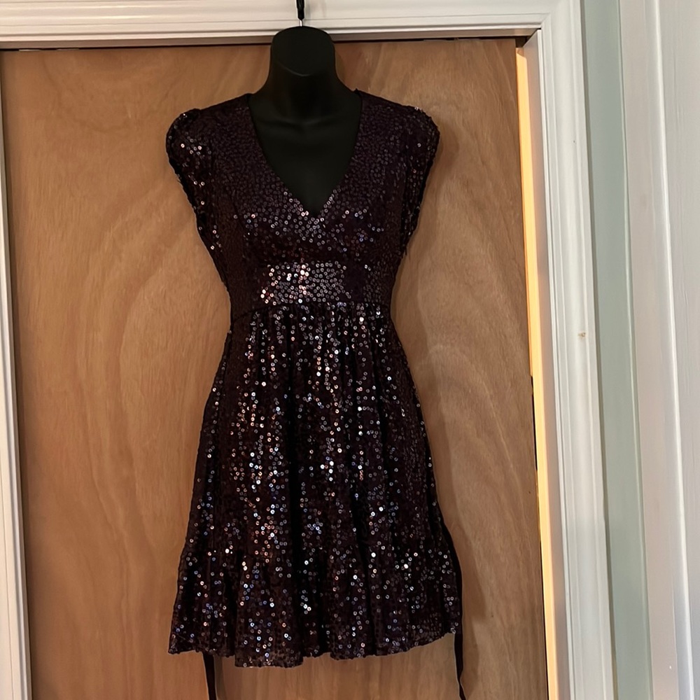 Size 4. Betsey Johnson Purple sequins cocktail dress.